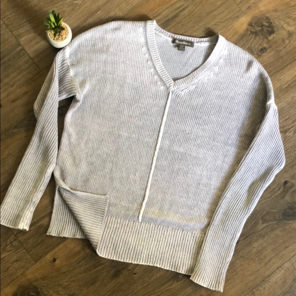 TommyBahama Linen/Cotton Gray V-Neck SUMMER SWEATER EUC